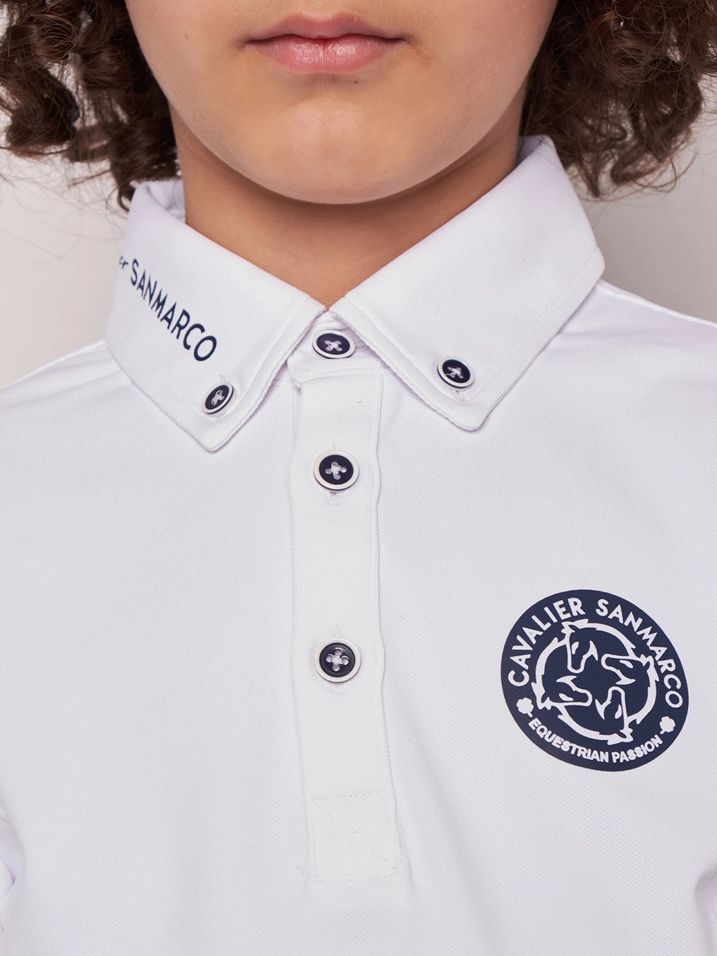 PAOLO-JR WHITE BOY'S COMPETITION POLO LONG SLEEVE