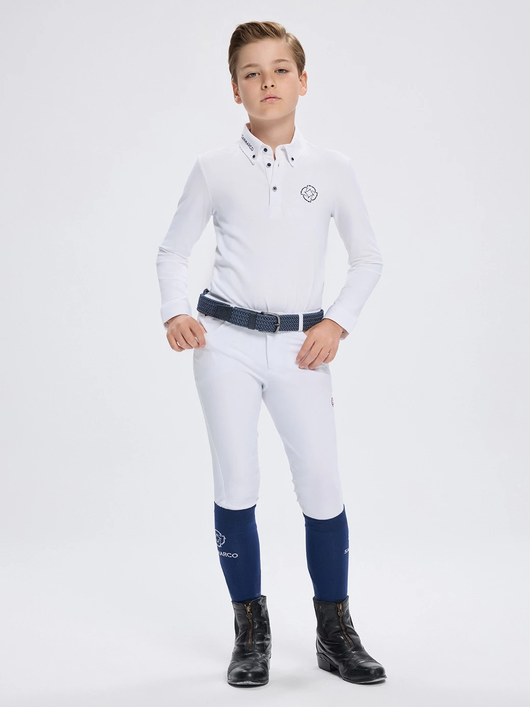 PAOLO-JR WHITE POLO DA CONCORSO RAGAZZO MANICA LUNGA 