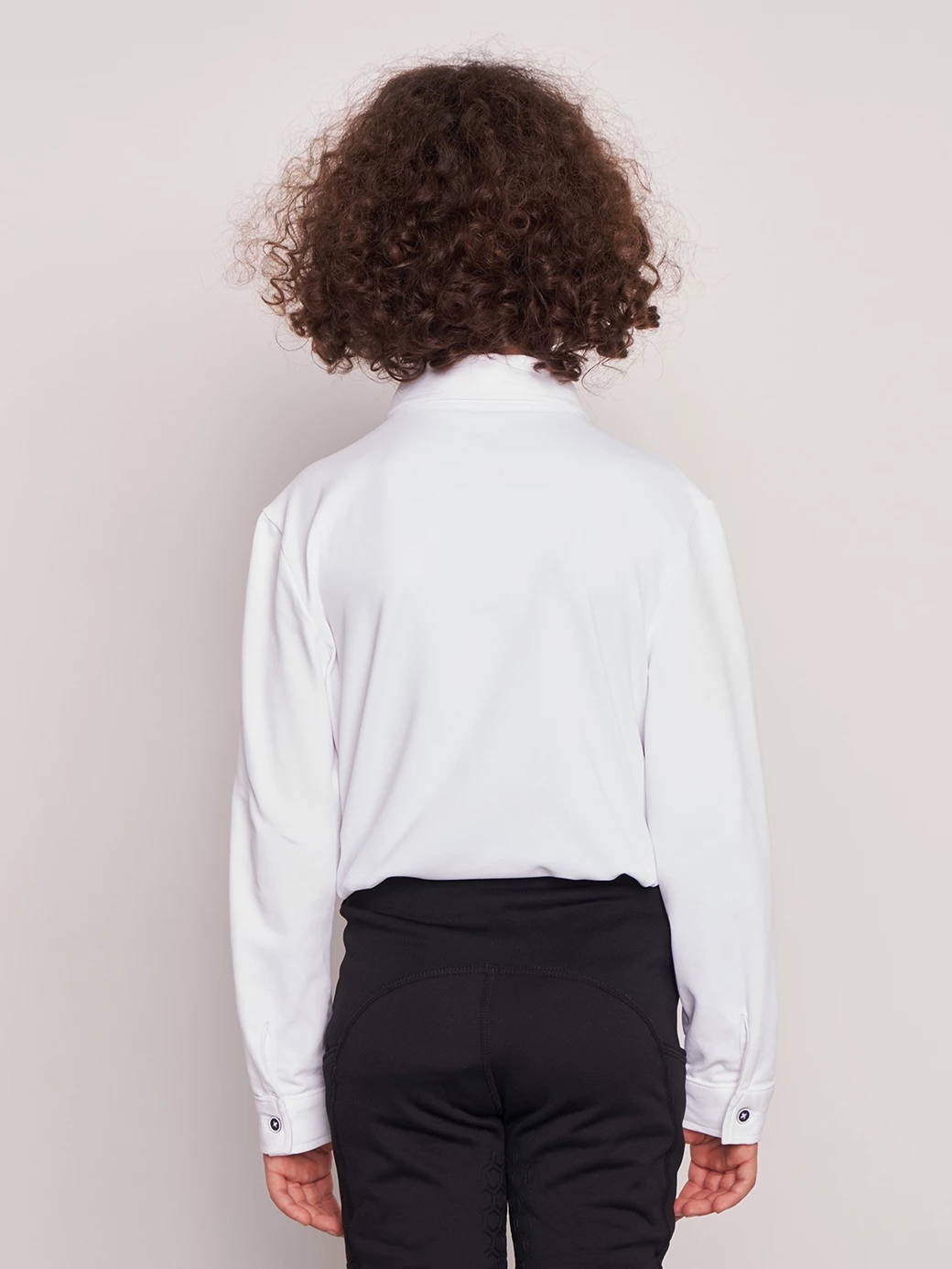 PAOLO-JR WHITE/NAVY BOY'S COMPETITION POLO LONG SLEEVE