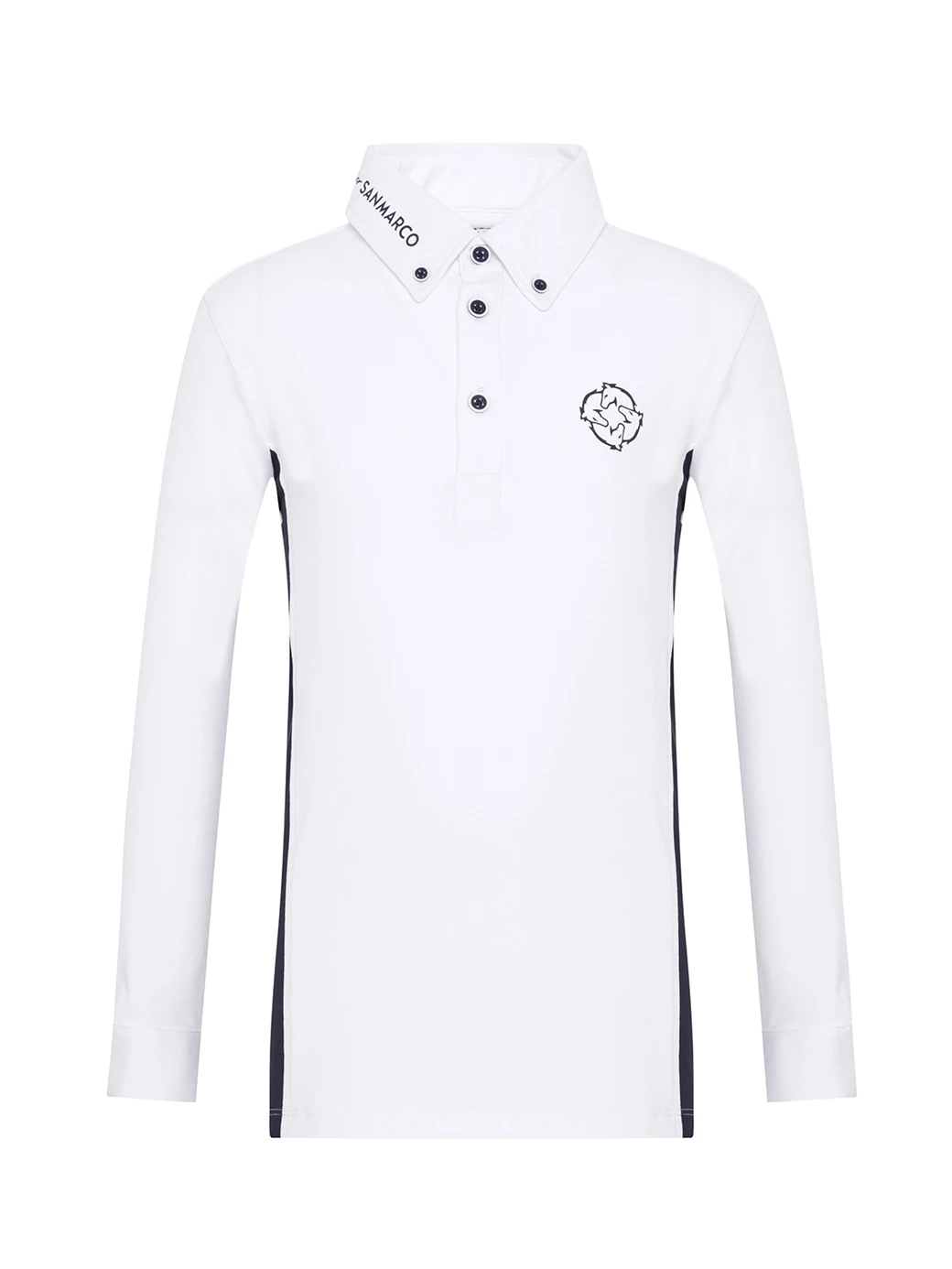 PAOLO-JR WHITE/NAVY BOY'S COMPETITION POLO LONG SLEEVE
