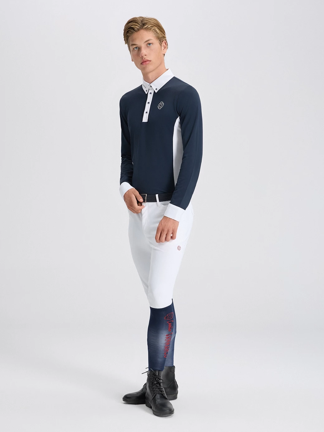 PAOLO NAVY/WHITE MEN'S COMPETITION POLO LONG SLEEVE