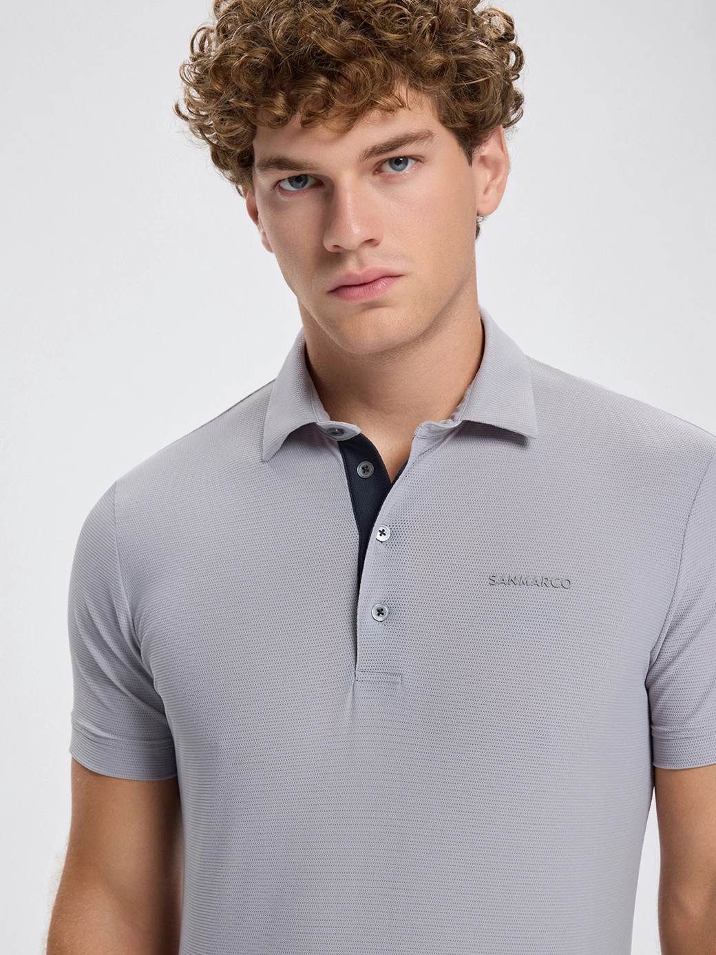 PORTOFINO LIGHT GRAY MEN'S TECH TRAINING POLO SHORT SLEEVE 