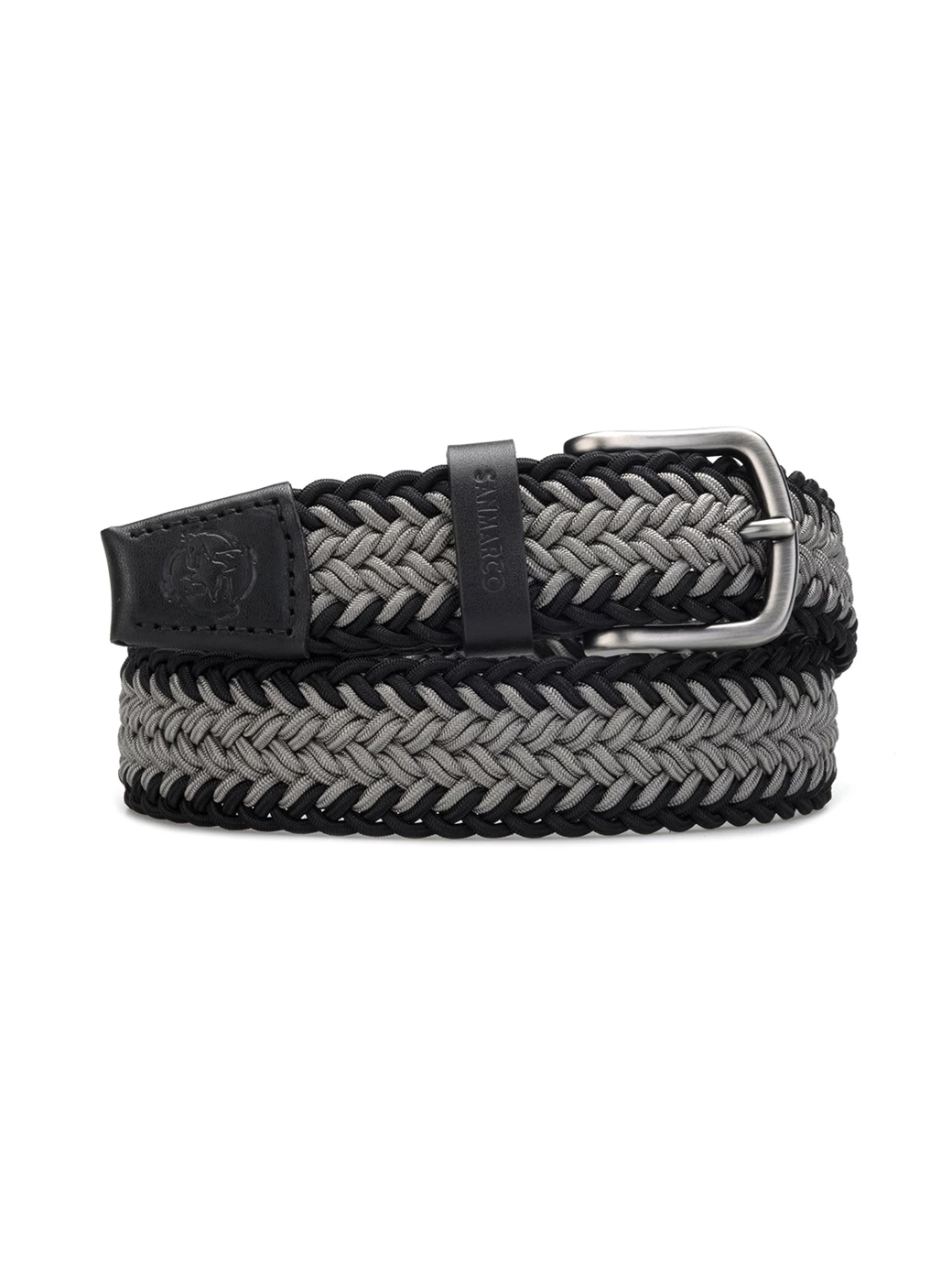SANTIAGO GRAY/BLACK BRAIDED BELT 