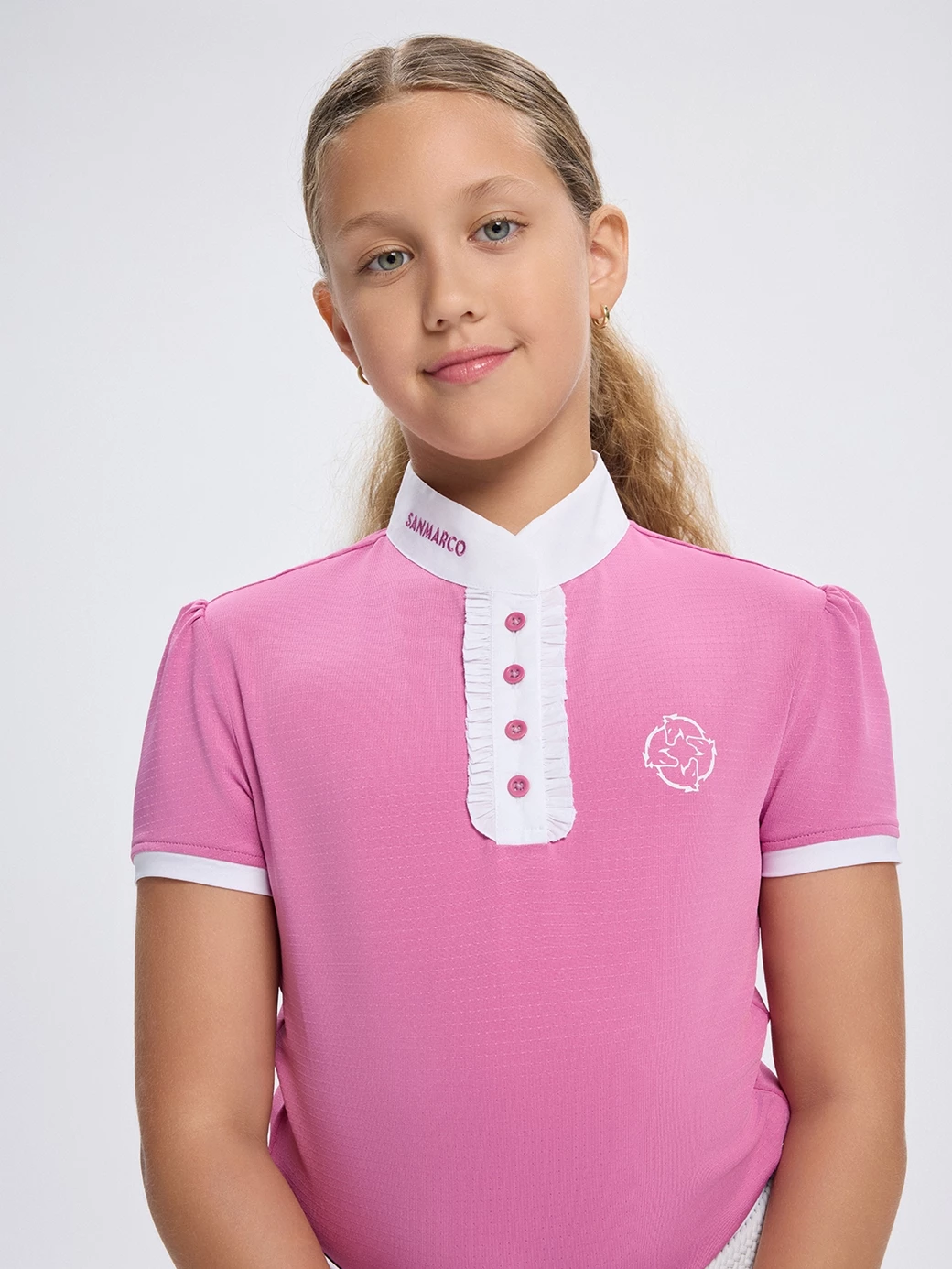 SAVONA-JR PINK GIRL'S COMPETITION POLO SHORT SLEEVE 