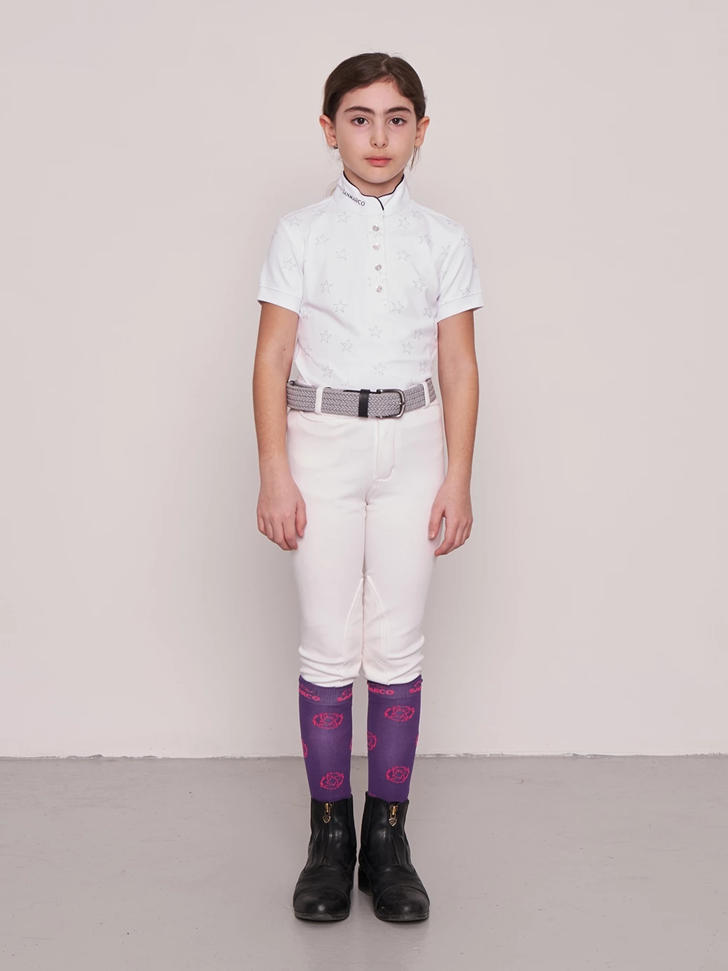 STAR WHITE GIRL'S COMPETITION POLO SHORT SLEEVE