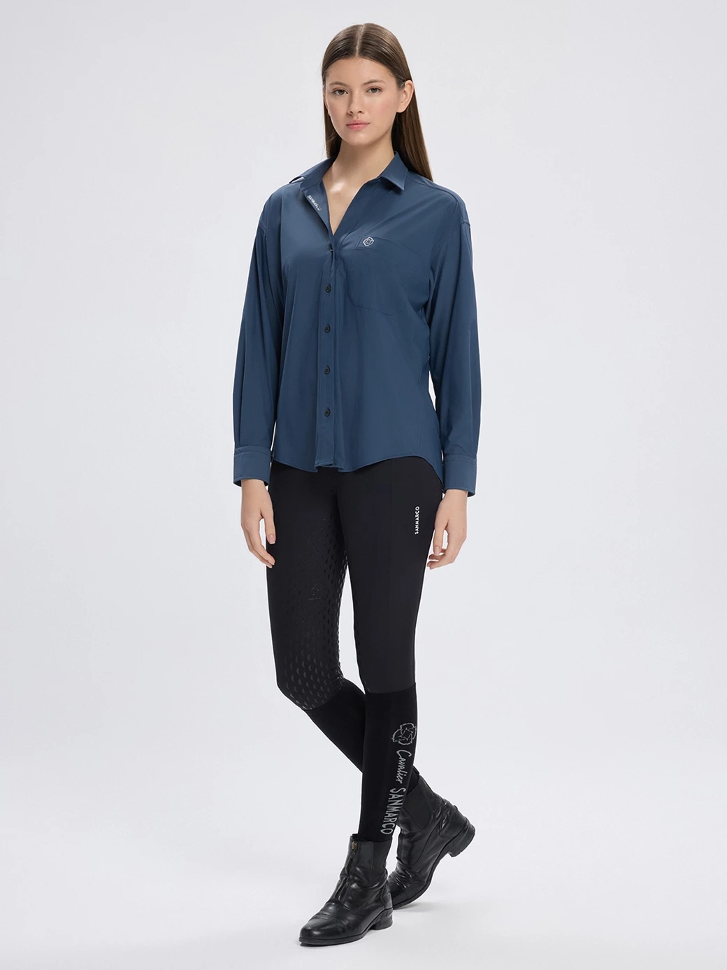 VENETA STEEL BLUE WOMEN'S OVERSIZE CASUAL SHIRT 