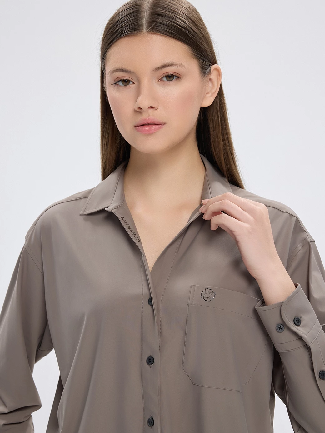 VENETA TAUPE CAMICIA DA DONNA CASUAL OVERSIZE 