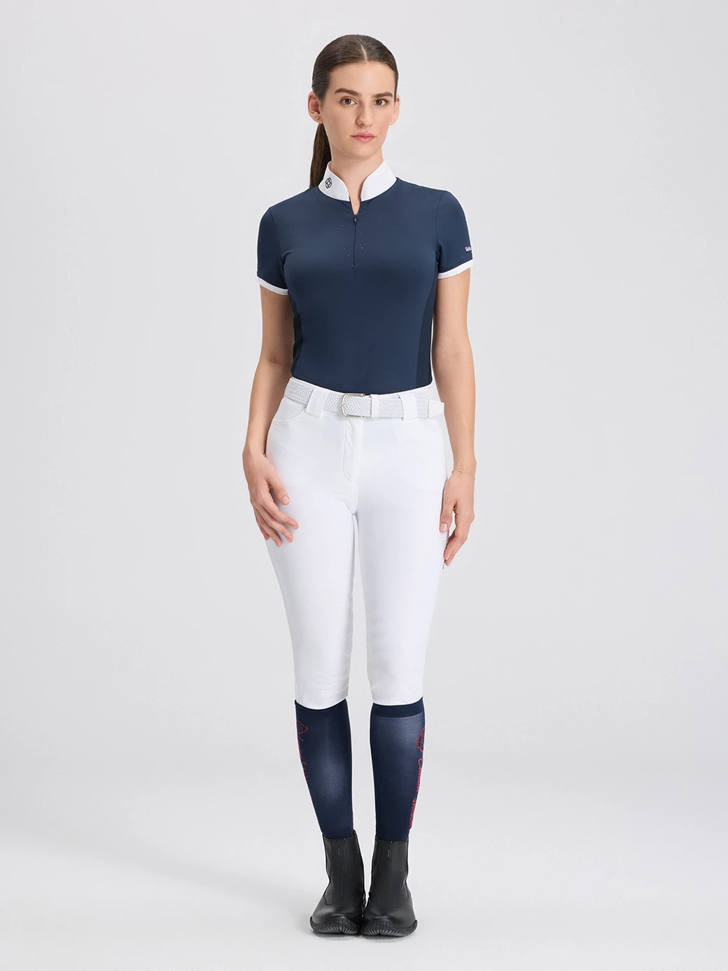 VENEZIA NAVY WOMEN'S COMPETITION POLO SHORT SLEEVE - WITH STRASS DETAIL