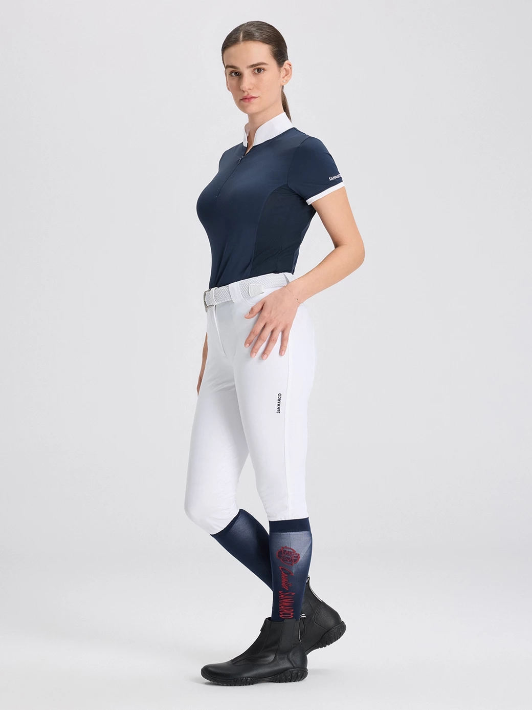 VENEZIA NAVY WOMEN'S COMPETITION POLO SHORT SLEEVE - WITH STRASS DETAIL