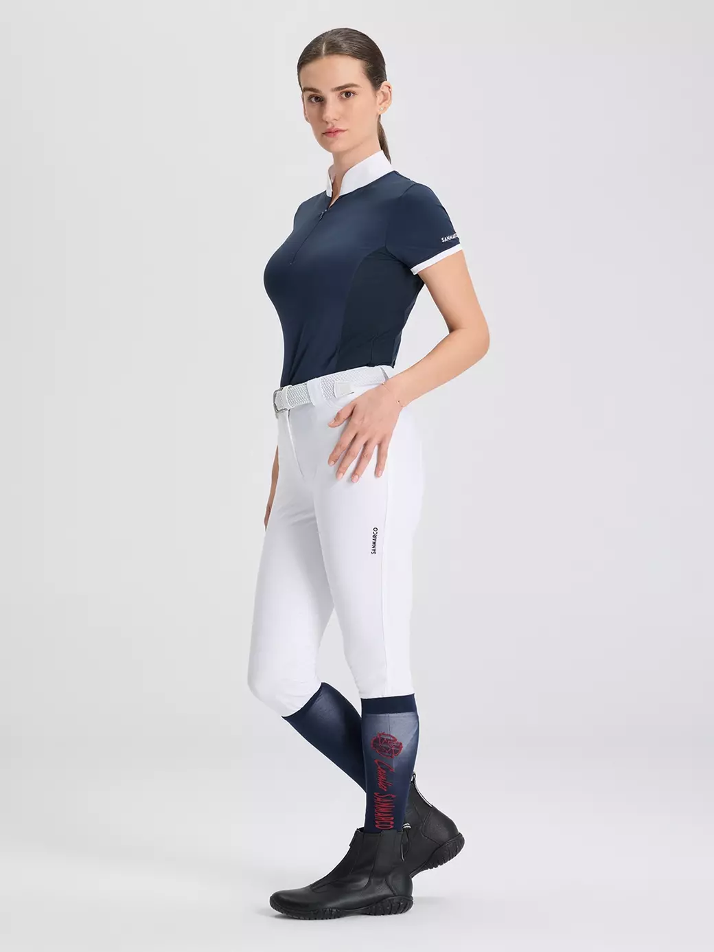VENEZIA NAVY WOMEN'S COMPETITION POLO SHORT SLEEVE - WITH STRASS DETAIL