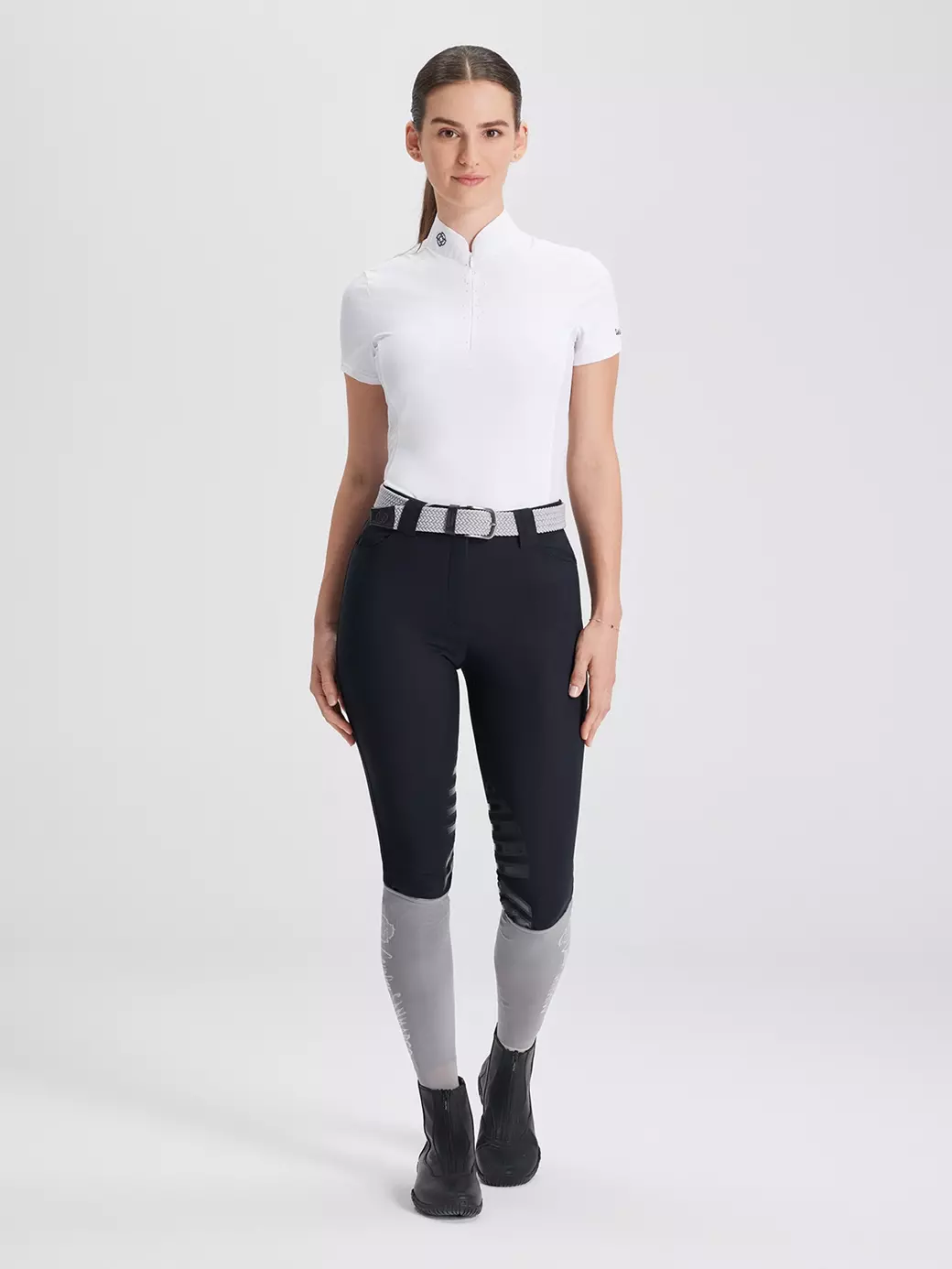 VENEZIA WHITE WOMEN'S COMPETITION POLO SHORT SLEEVE - WITH STRASS DETAIL