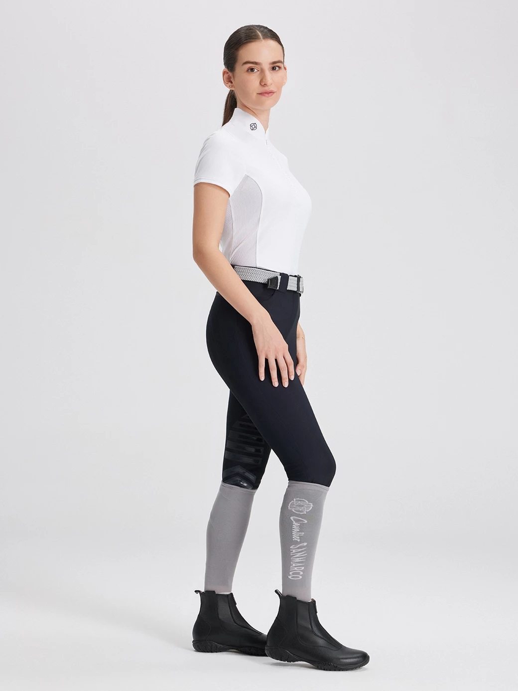 VENEZIA WHITE WOMEN'S COMPETITION POLO SHORT SLEEVE - WITH STRASS DETAIL