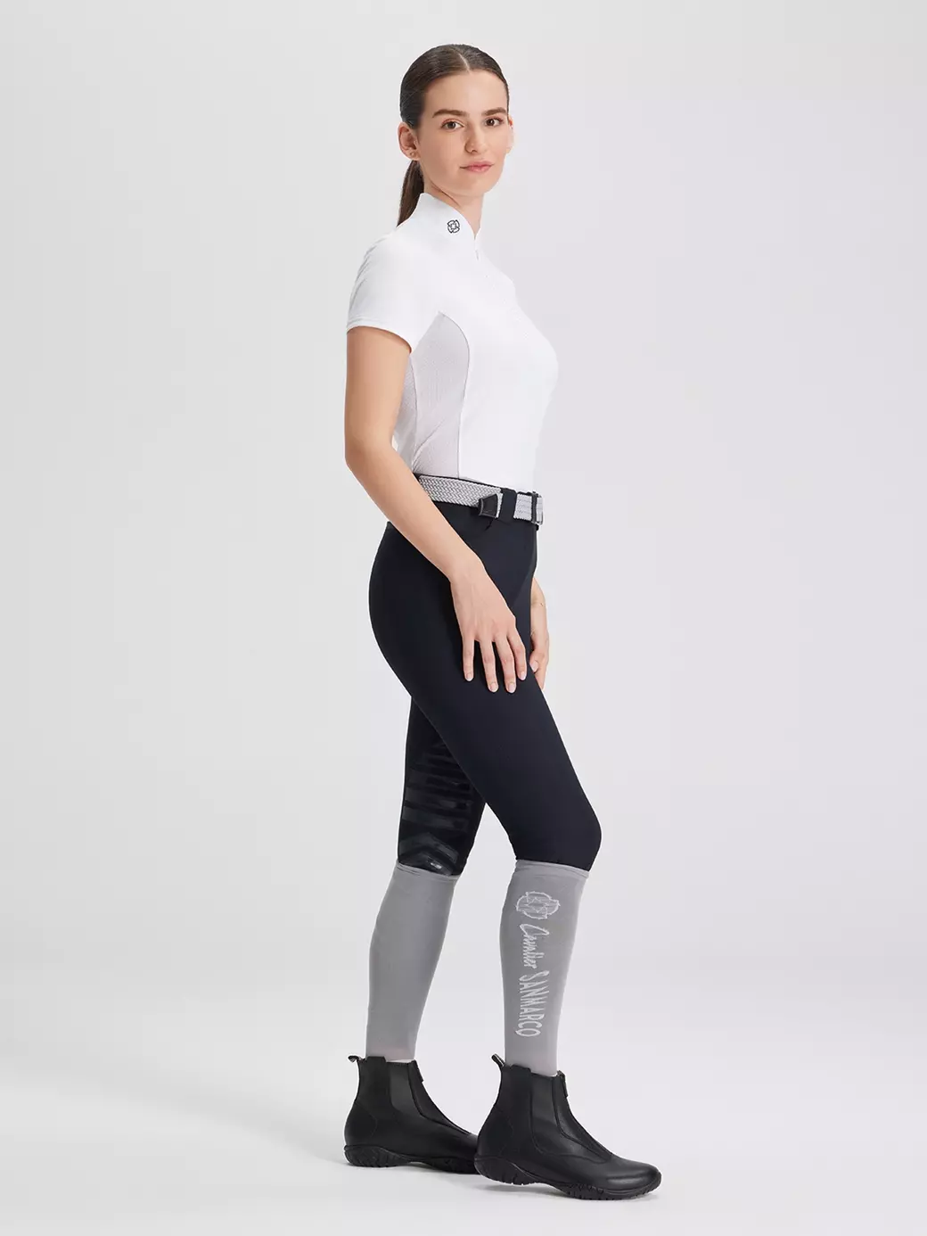 VENEZIA WHITE WOMEN'S COMPETITION POLO SHORT SLEEVE - WITH STRASS DETAIL