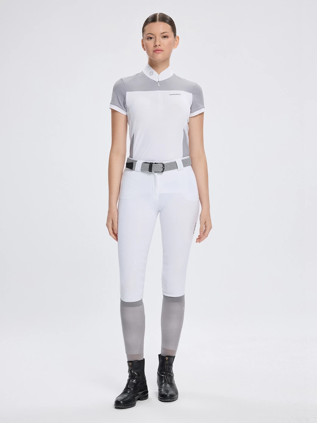 VITTORIA WHITE/GRAY WOMEN'S SHORT SLEEVE COMPETITION POLO 
