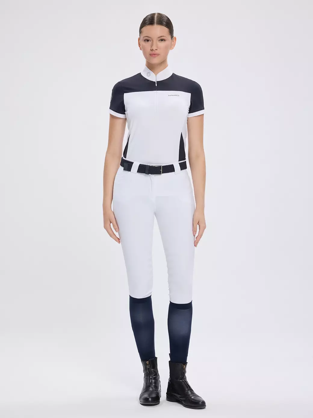 VITTORIA WHITE/NAVY KADIN KISA KOL YARIŞMA POLO 