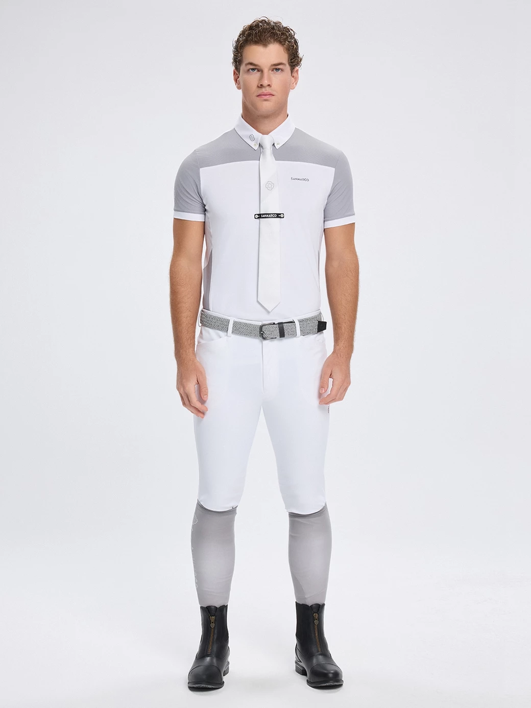 VITTORIO WHITE/GRAY POLO DA CONCORSO UOMO MANICA CORTA 