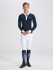 PAOLO NAVY/WHITE POLO DA CONCORSO UOMO MANICA LUNGA