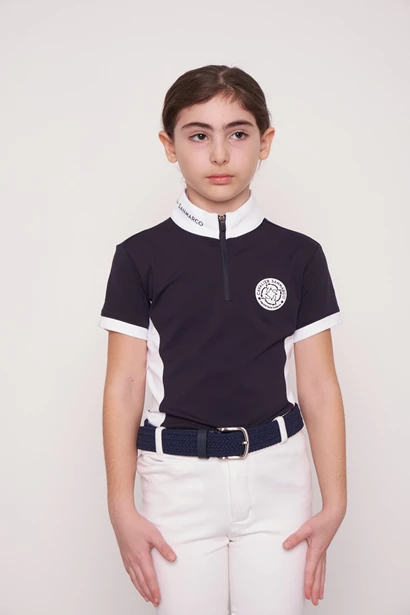 ENZA-JR NAVY/WHITE POLO DA CONCORSO RAGAZZA MANICA CORTA