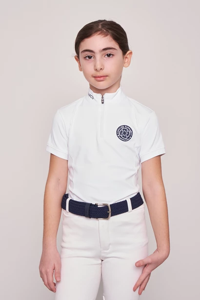 ENZA-JR WHITE POLO DA CONCORSO RAGAZZA MANICA CORTA