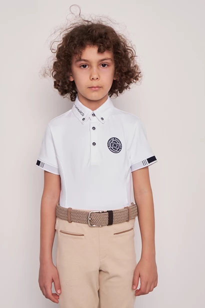 ENZO-JR WHITE POLO DA CONCORSO RAGAZZO MANICA CORTA