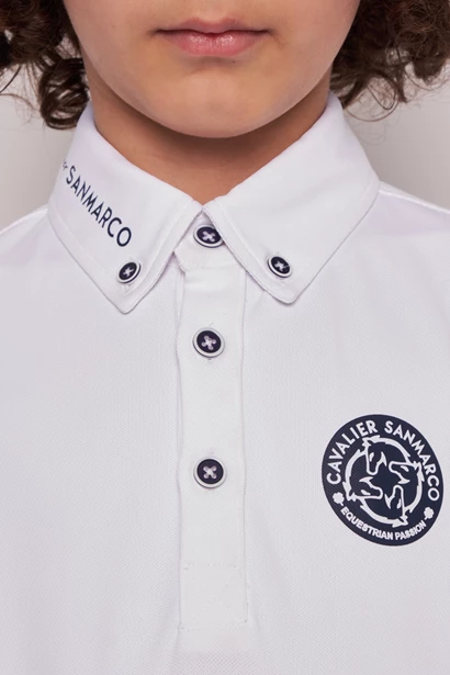 ENZO-JR WHITE POLO DA CONCORSO RAGAZZO MANICA CORTA
