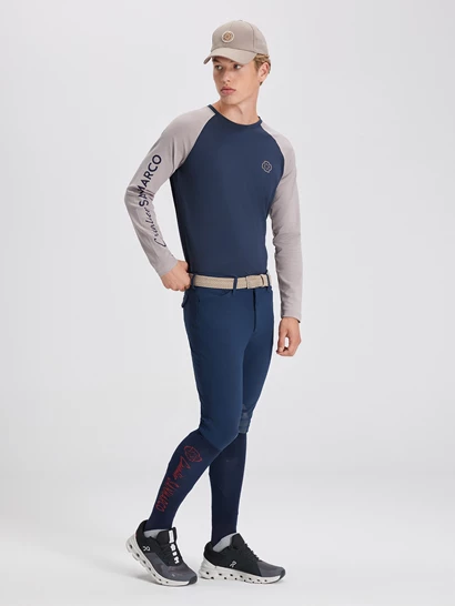 OSLO NAVY/BEIGE MAGLIETTA MANICA LUNGA DA UOMO