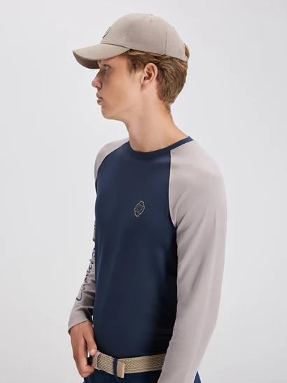 OSLO NAVY/BEIGE MAGLIETTA MANICA LUNGA DA UOMO