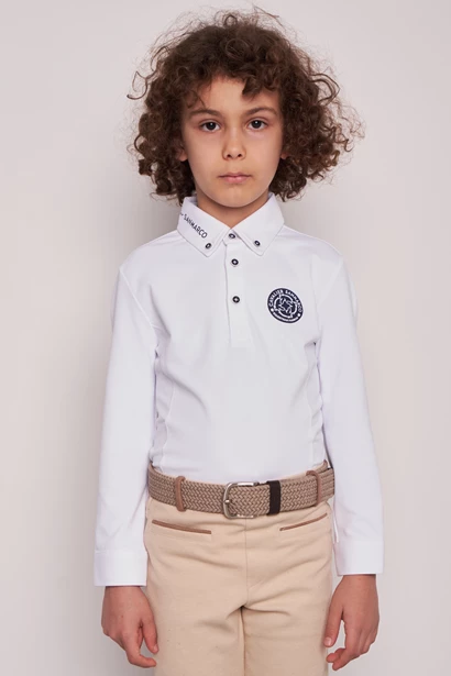 PAOLO-JR WHITE POLO DA CONCORSO RAGAZZO MANICA LUNGA