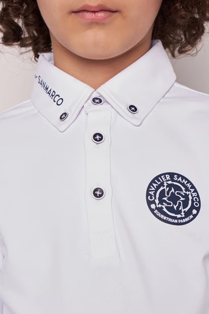 PAOLO-JR WHITE POLO DA CONCORSO RAGAZZO MANICA LUNGA