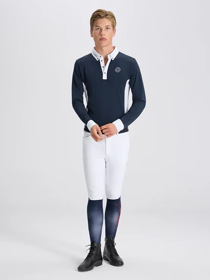 PAOLO NAVY/WHITE POLO DA CONCORSO UOMO MANICA LUNGA