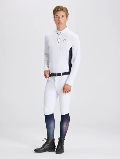 PAOLO WHITE/NAVY POLO DA CONCORSO UOMO MANICA LUNGA