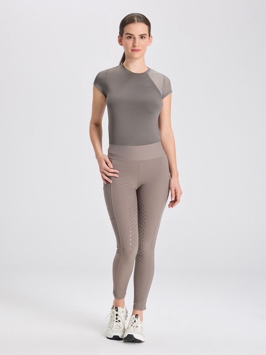 ALLEGRA TAUPE WOMEN'S FULL GRIP PRO LEGGINGS
