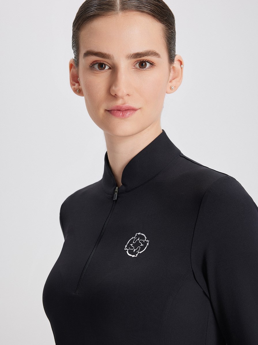 ASPEN BLACK MAGILETTA DONNA MANICA LUNGA QUARTER ZIP