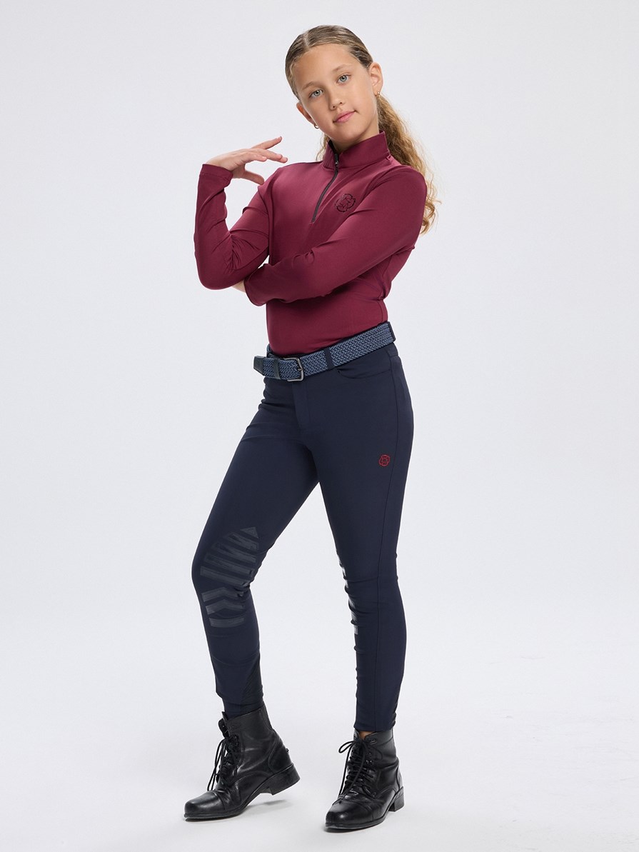 ASPEN-JR BORDEAUX GIRL'S LONG SLEEVE BASE LAYER QUARTER ZIP 