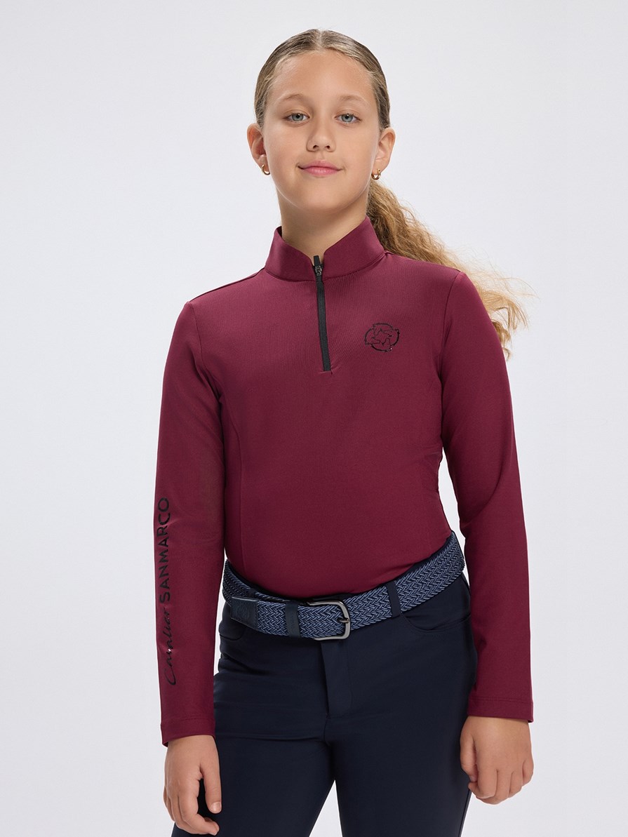 ASPEN-JR BORDEAUX GIRL'S LONG SLEEVE BASE LAYER QUARTER ZIP 