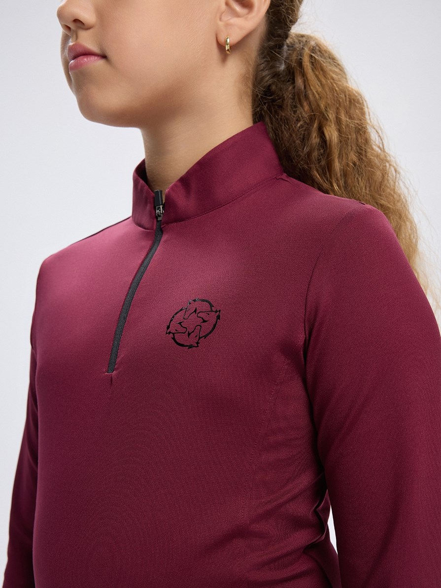 ASPEN-JR BORDEAUX GIRL'S LONG SLEEVE BASE LAYER QUARTER ZIP 