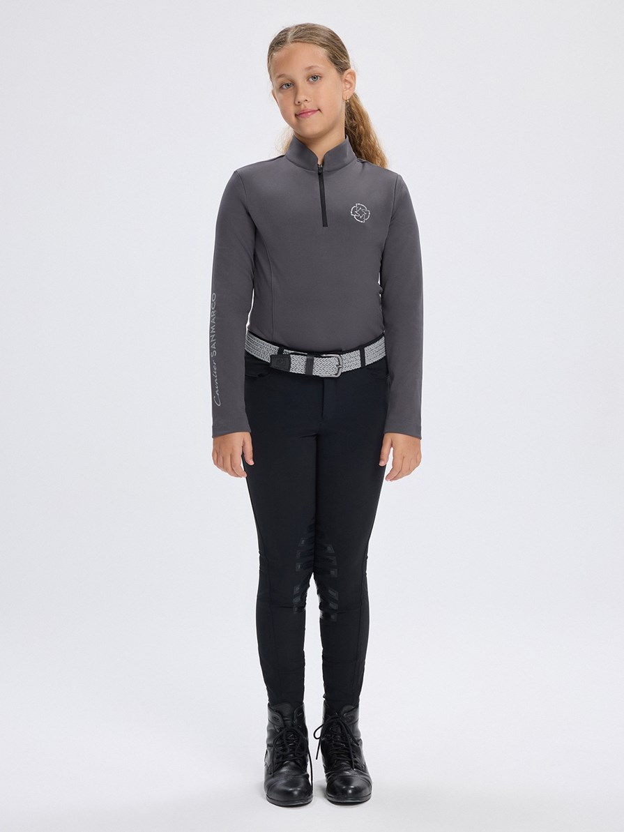 ASPEN-JR DARK GRAY GIRL'S LONG SLEEVE BASE LAYER QUARTER ZIP 