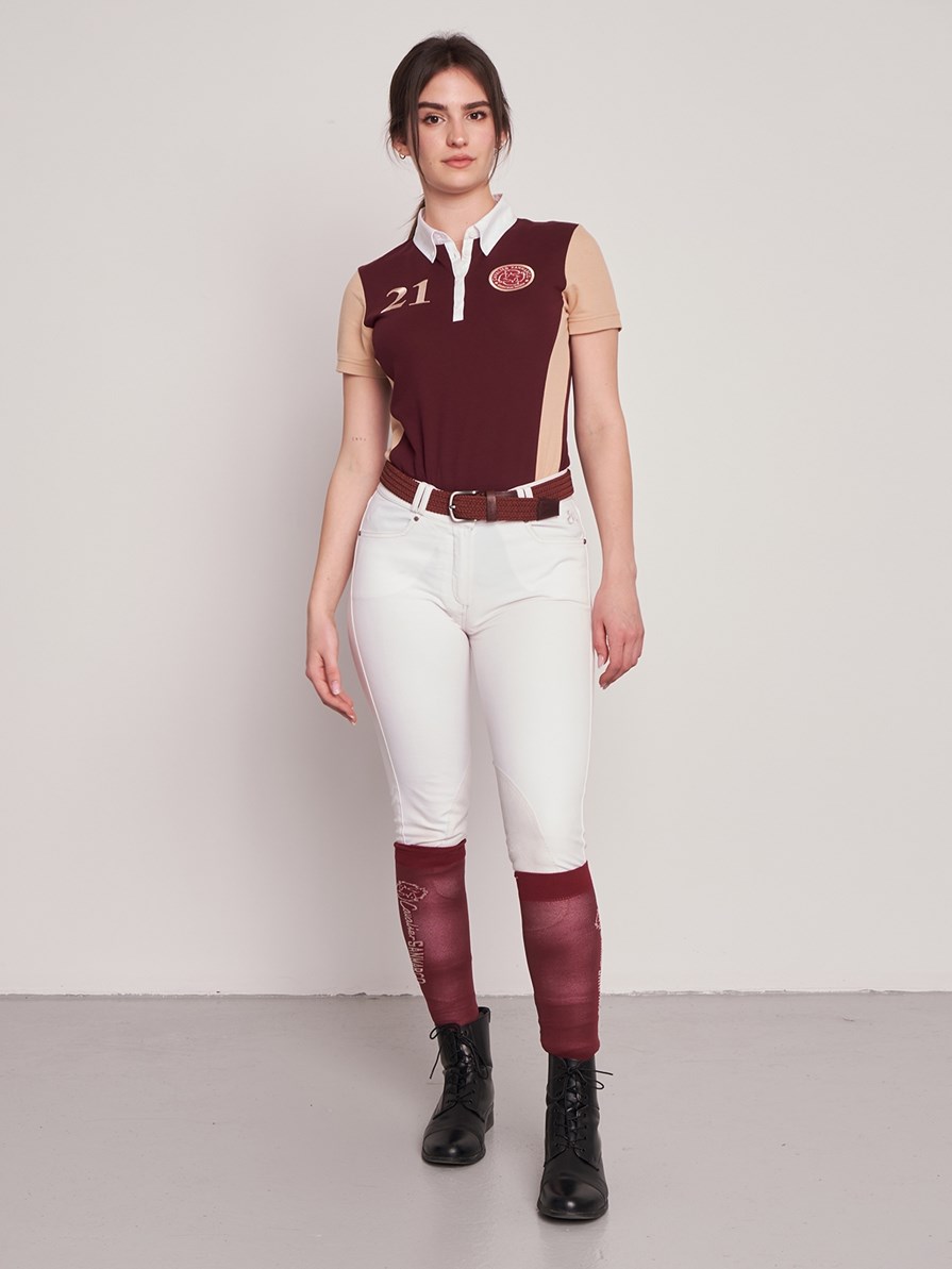 CANNES BORDEAUX/BEIGE WOMEN'S SOFT TRAINING POLO