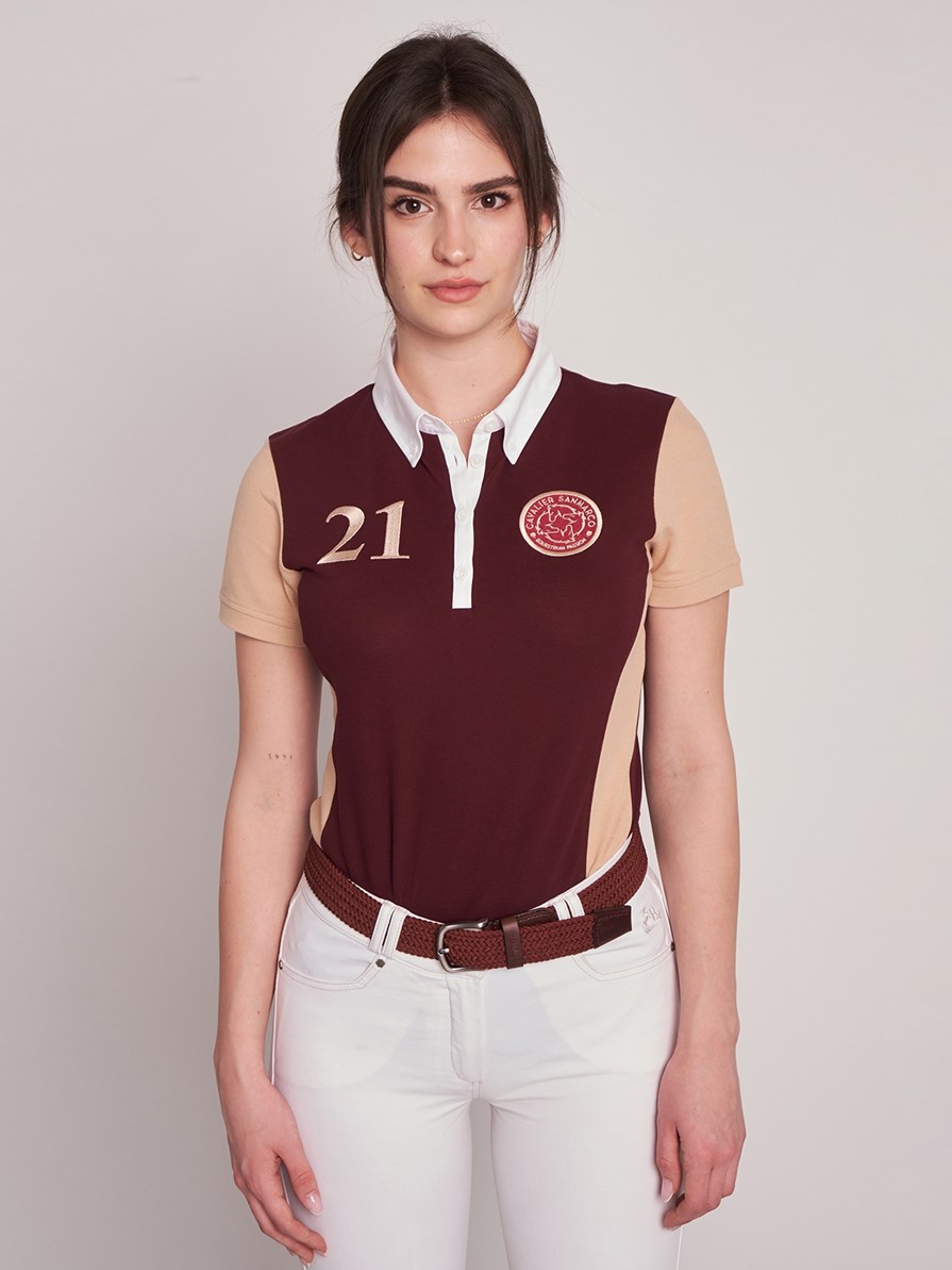 CANNES BORDEAUX/BEIGE WOMEN'S SOFT TRAINING POLO