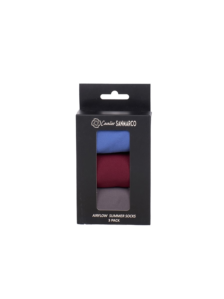 CAPRI-3XB SET #4/Blue,Bordeaux,D.Gray UNISEX SUMMER RIDING SOCKS 3 PACK BUNDLE 
