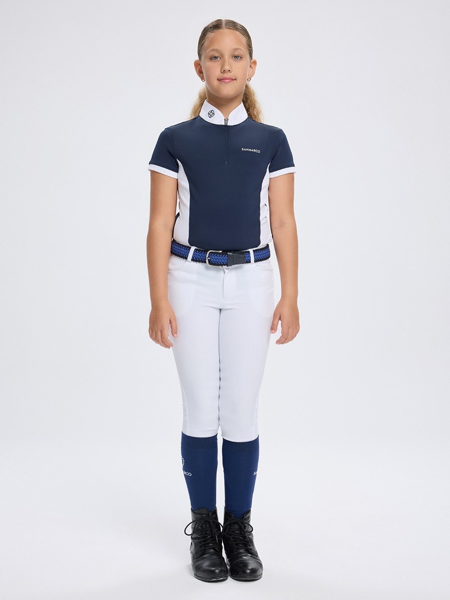 ENZA-JR NAVY/WHITE POLO DA CONCORSO RAGAZZA MANICA CORTA 