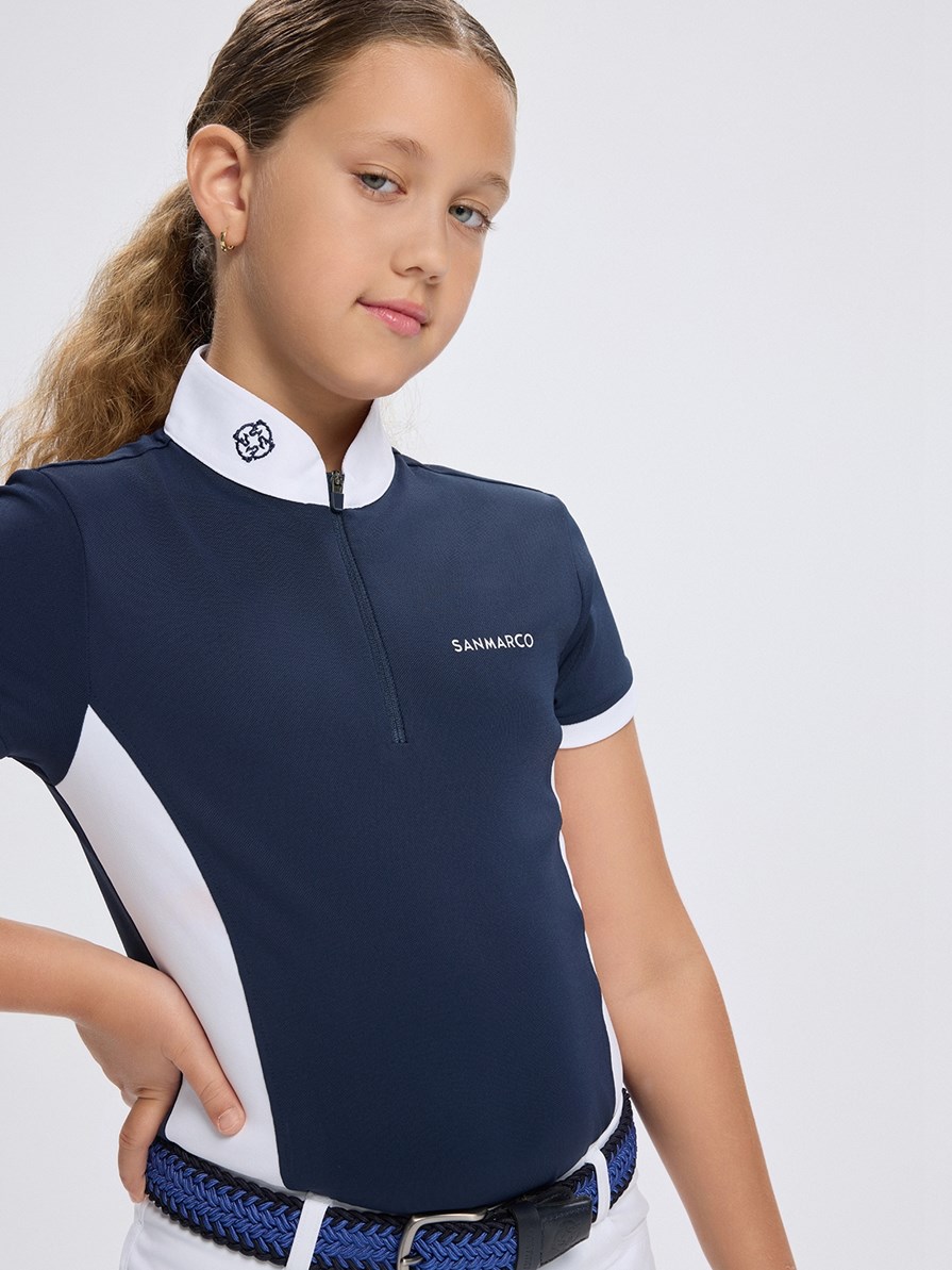 ENZA-JR NAVY/WHITE POLO DA CONCORSO RAGAZZA MANICA CORTA 