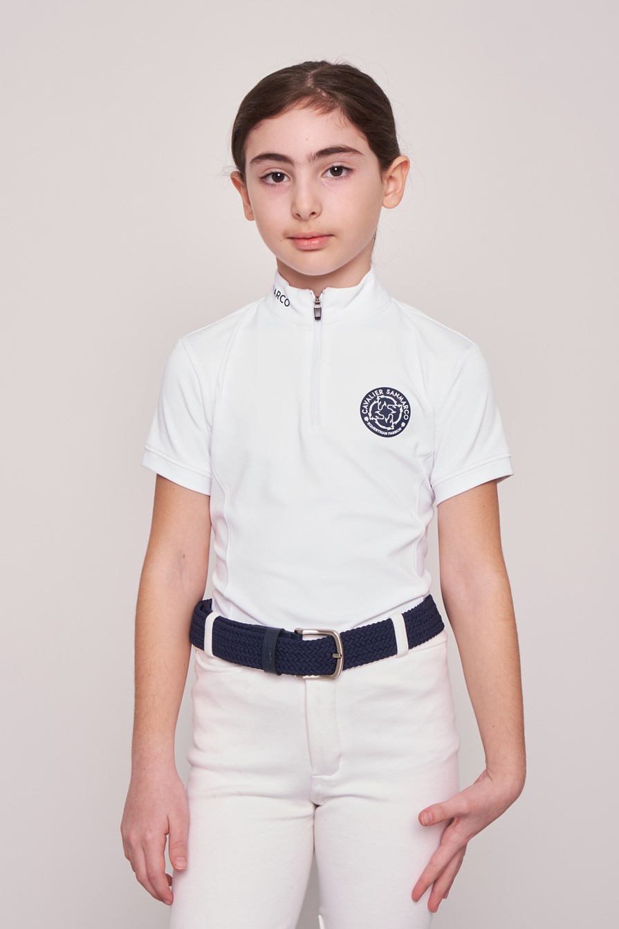 ENZA-JR WHITE POLO DA CONCORSO RAGAZZA MANICA CORTA
