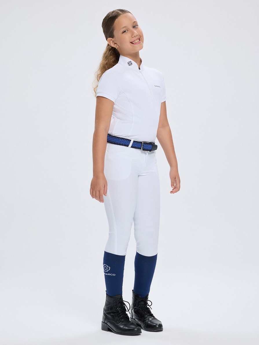 ENZA-JR WHITE POLO DA CONCORSO RAGAZZA MANICA CORTA 