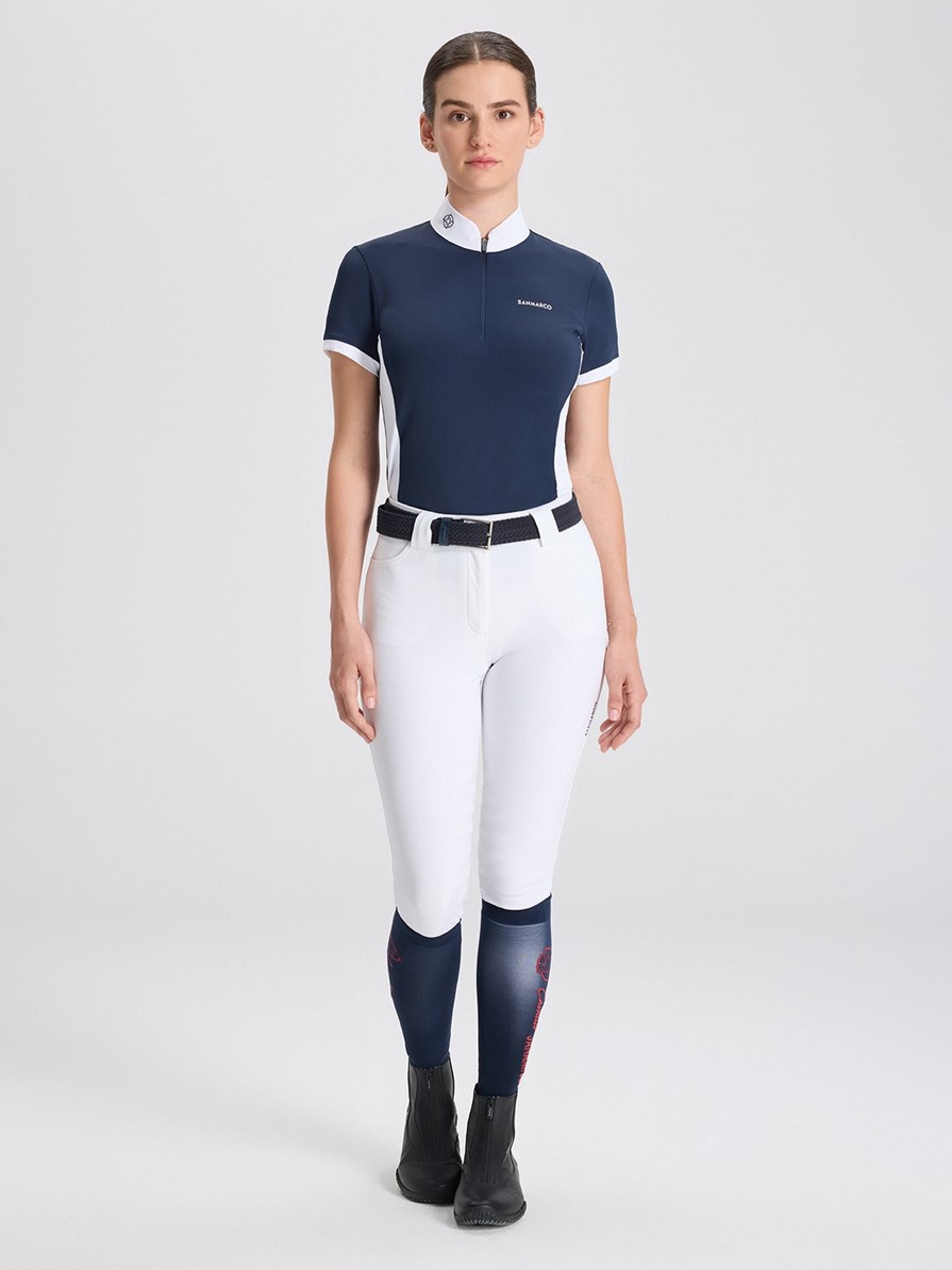 ENZA NAVY/WHITE POLO DA CONCORSO DONNA MANICA CORTA