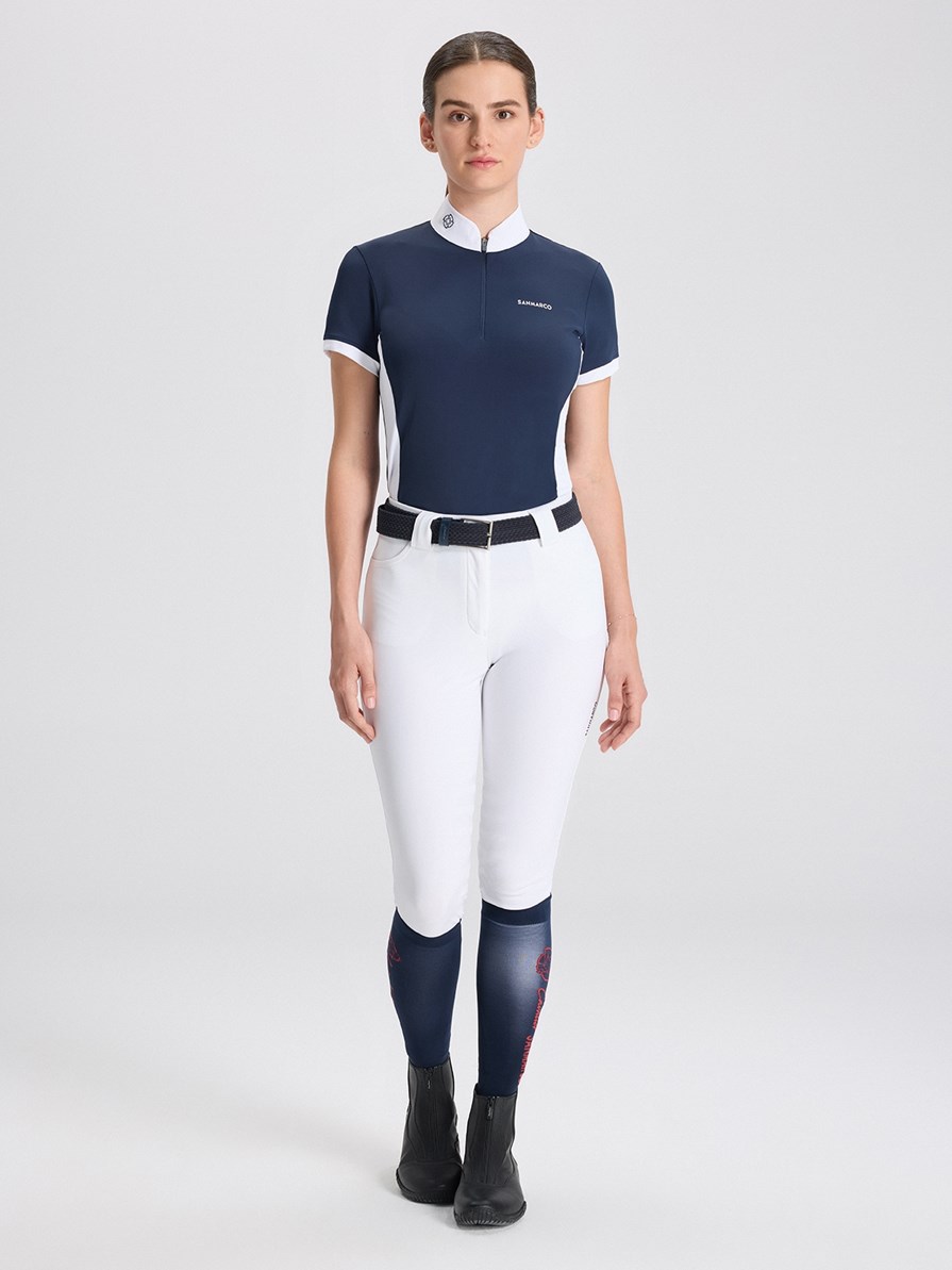 ENZA NAVY/WHITE WOMEN'S COMPETITION POLO SHORT SLEEVE