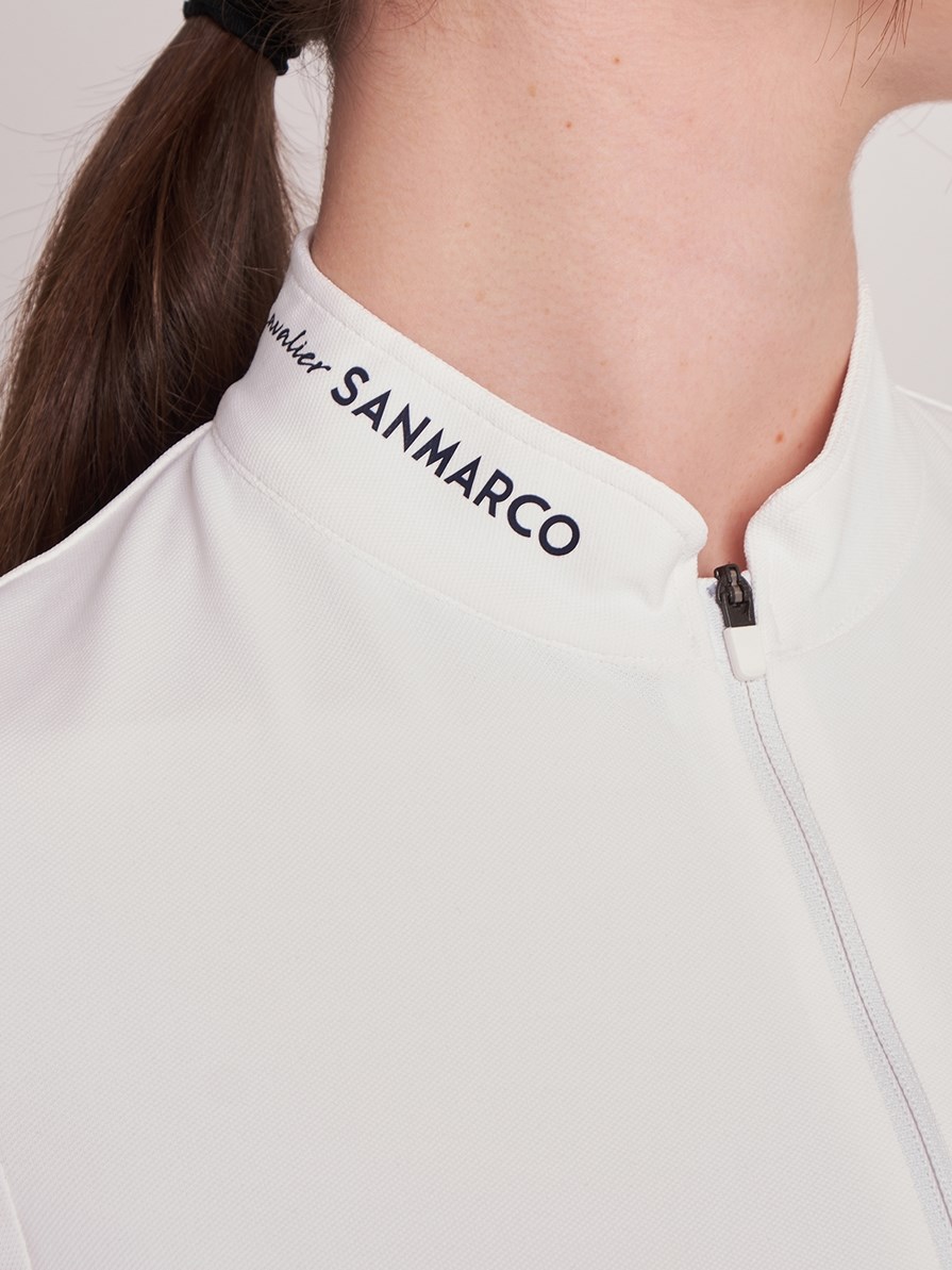 ENZA WHITE/NAVY WOMEN'S COMPETITION POLO SHORT SLEEVE