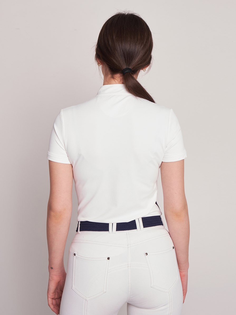 ENZA WHITE/NAVY WOMEN'S COMPETITION POLO SHORT SLEEVE