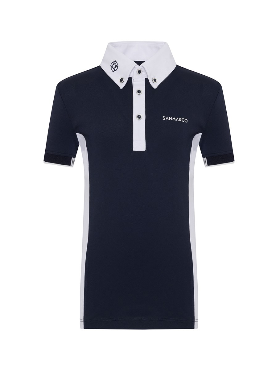 ENZO-JR NAVY/WHITE BOY'S COMPETITION POLO SHORT SLEEVE