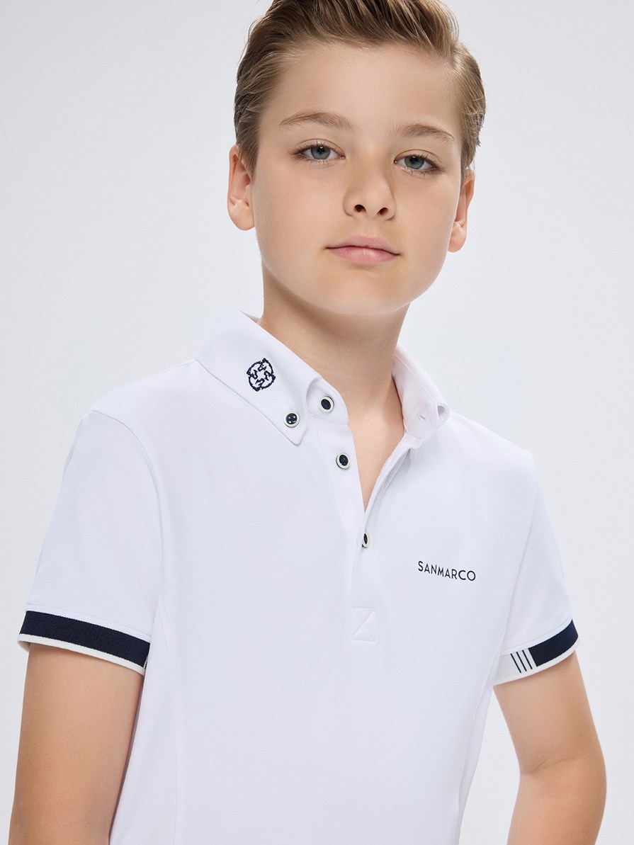 ENZO-JR WHITE POLO DA CONCORSO RAGAZZO MANICA CORTA 